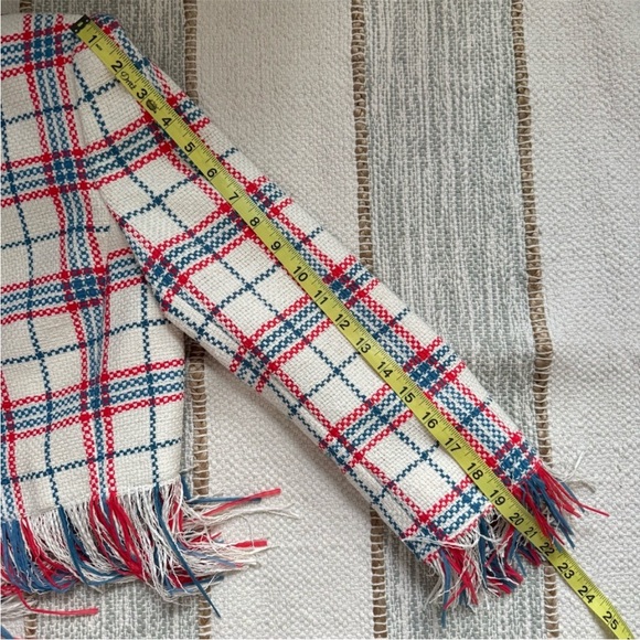 Veronica Beard Marlton White Blue Red Plaid Tweed Fringe Blazer Jacket Size 4 - Picture 9 of 16